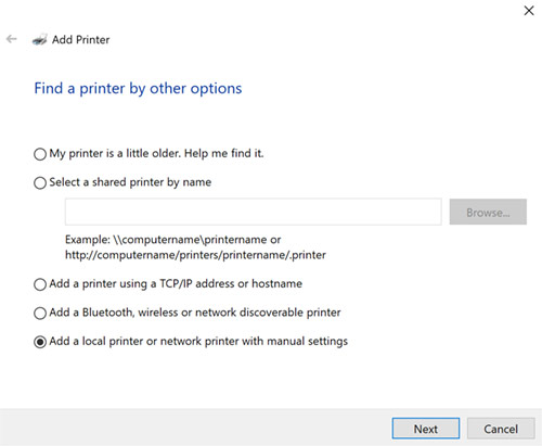 a screenshot of the how to add a printer instruction