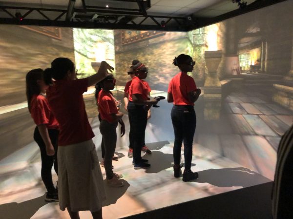 Students from Imhotep Academy experiencing the CAVE.