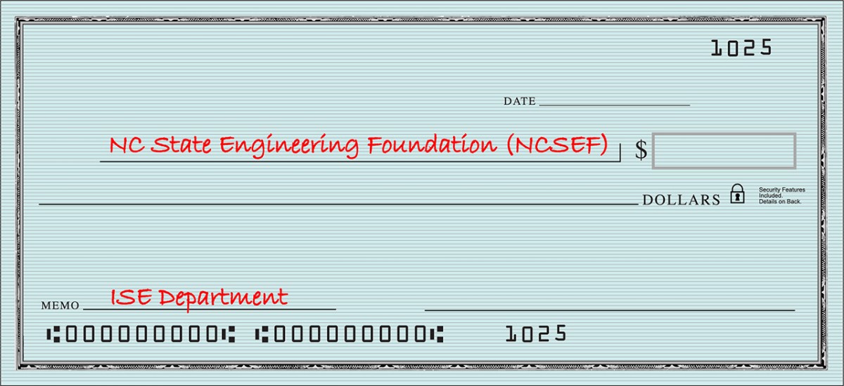 Make checks payable to NCSEF and include ISE in the memo