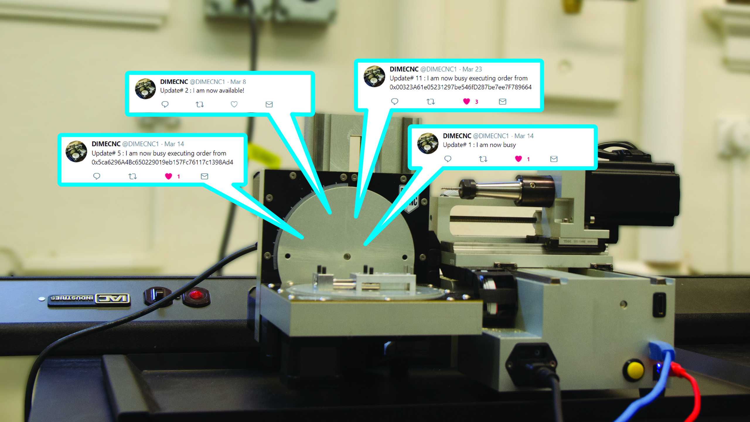 CNC Machine tweets to show its status