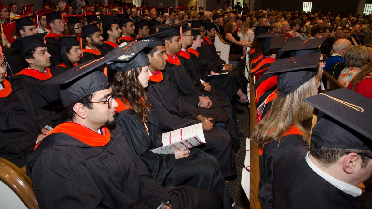 Students sitting in rows.