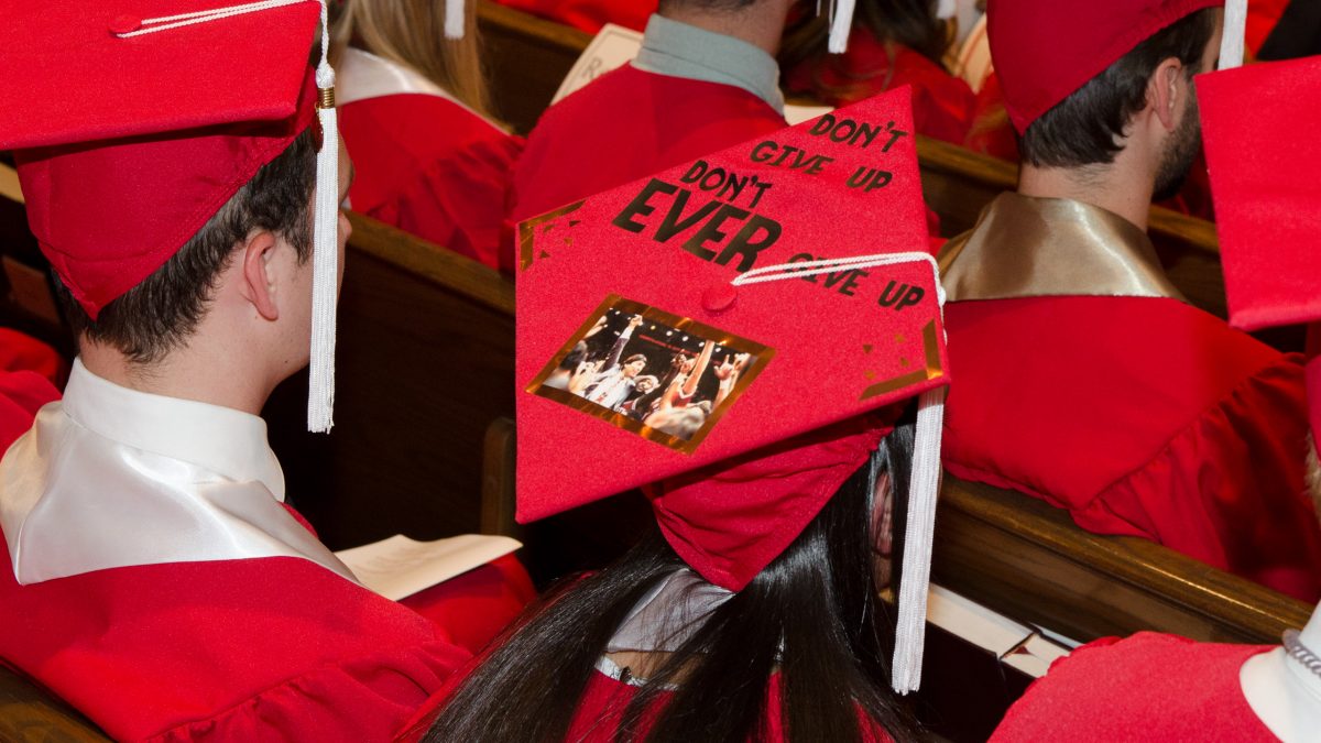 Graduate student's decorated cap.