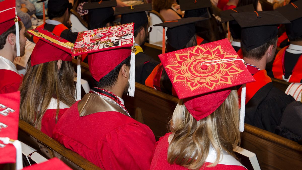 Graduate student's decorated cap.