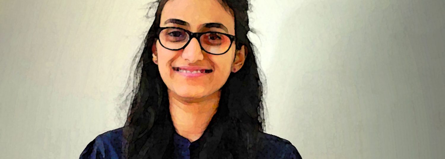A portrait of ISE alumna Radhika Date done in watercolor