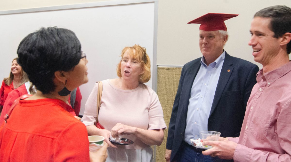 Faculty and families talking | NC State ISE Spring 2022 Commencement Ceremony