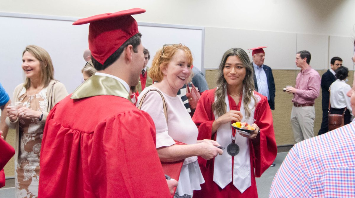 Faculty and families talking | NC State ISE Spring 2022 Commencement Ceremony