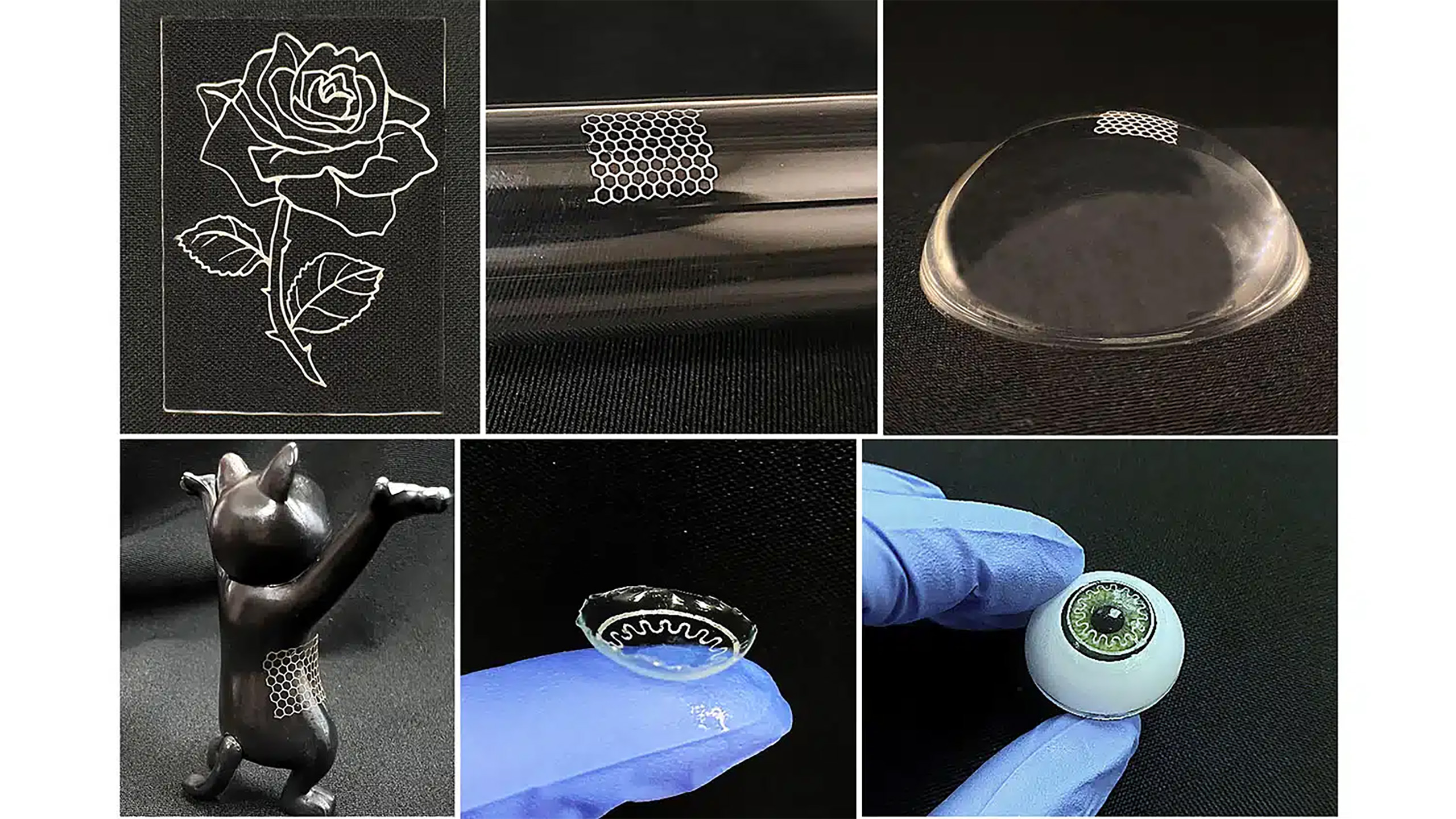 Technique Prints Flexible Circuits on Curved Surfaces, From Contact Lenses to Latex Gloves