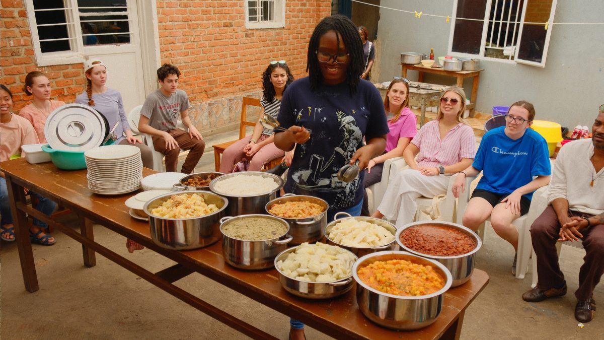 The team participated in a cooking class at the Nyamirambo Women's Center (NWC) in Kigali. Theyl helped in chopping up tons of vegetables and later got to enjoy the home cooked meal.