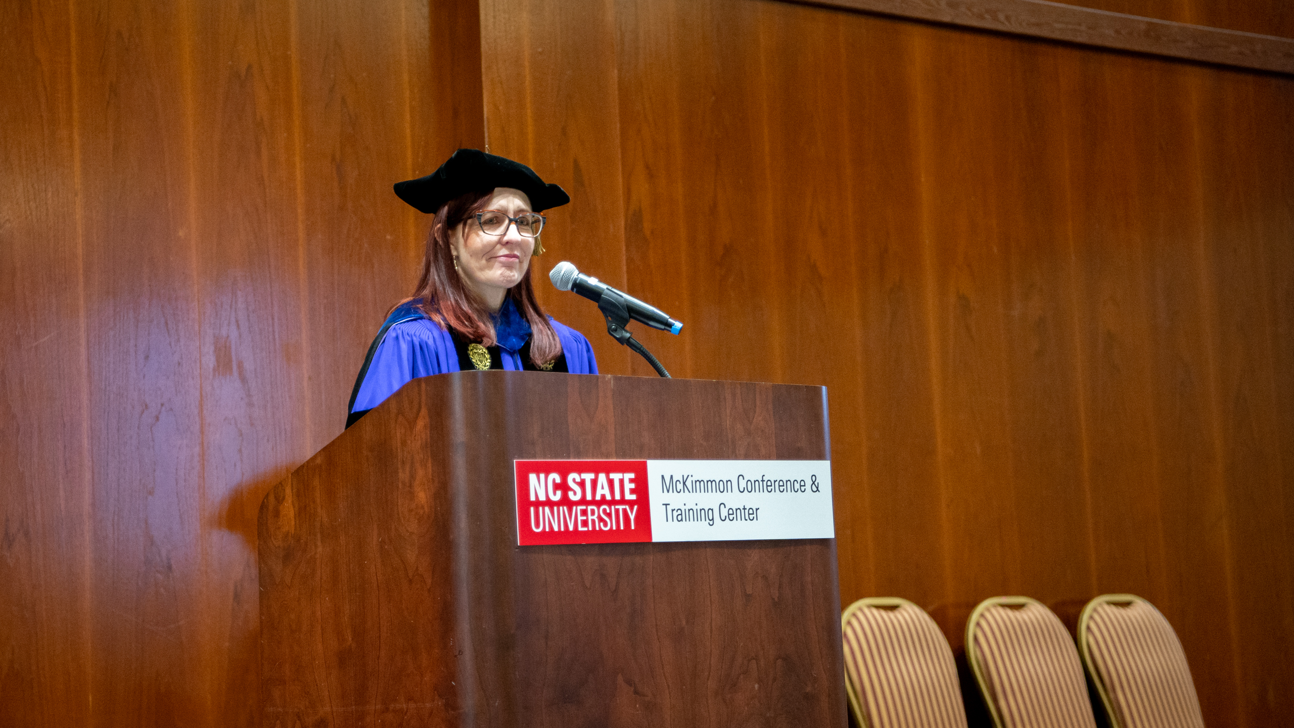 Dr. Julie Swann at the opening of the Spring 2023 graduation ceremony.