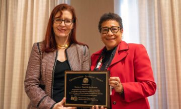 Tonya Smith-Jackson receiving her Distinguished Alum Award